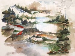 reproduction_gregory_euclide_artist_artwork_aquarelle_peinture_painting_fineart_sapins_trees_pinetrees_pins_hiver_winter_album_boniver_mountain_montagnes_forets_forest_nature_chalet_lac_lake